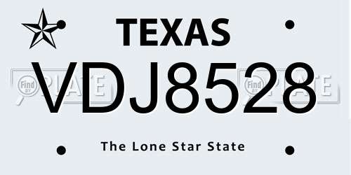 VDJ8528 Texas License Plate