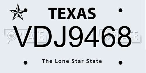 VDJ9468 Texas License Plate