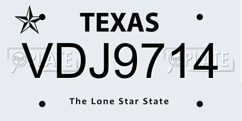 VDJ9714 Texas License Plate