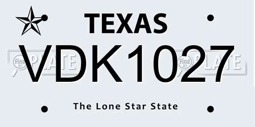 VDK1027 Texas License Plate