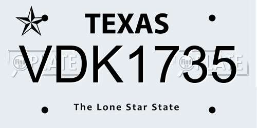 VDK1735 Texas License Plate