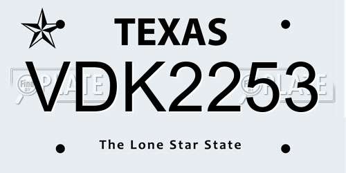 VDK2253 Texas License Plate