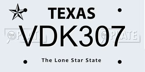 VDK307 Texas License Plate