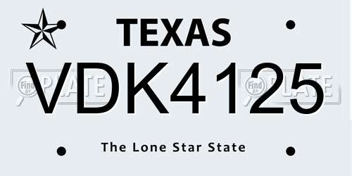 VDK4125 Texas License Plate