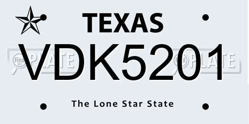 VDK5201 Texas License Plate