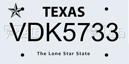 VDK5733 Texas License Plate