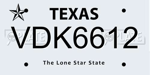 VDK6612 Texas License Plate
