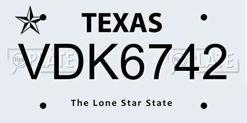 VDK6742 Texas License Plate