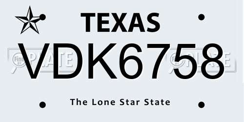 VDK6758 Texas License Plate