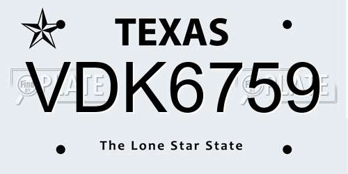 VDK6759 Texas License Plate