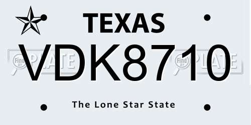 VDK8710 Texas License Plate