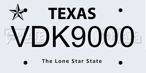 VDK9000 Texas License Plate