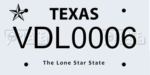 VDL0006 Texas License Plate