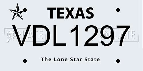 VDL1297 Texas License Plate