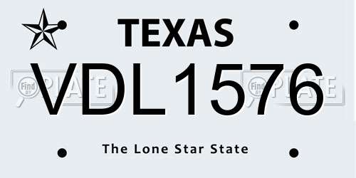 VDL1576 Texas License Plate