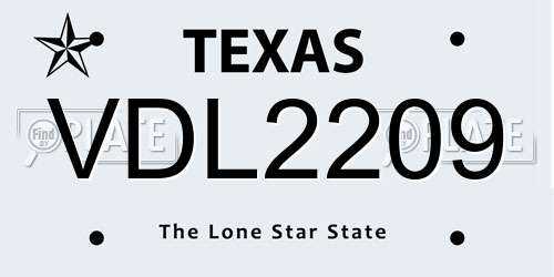 VDL2209 Texas License Plate