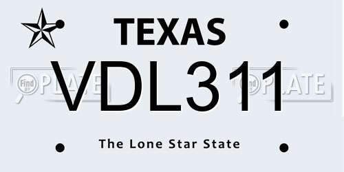 VDL311 Texas License Plate