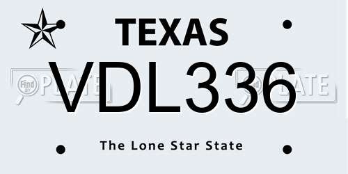 VDL336 Texas License Plate
