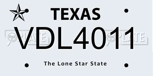 VDL4011 Texas License Plate
