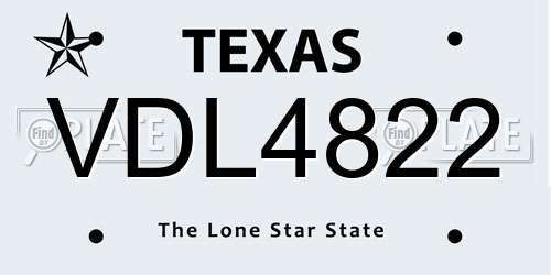 VDL4822 Texas License Plate