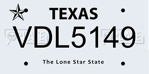 VDL5149 Texas License Plate