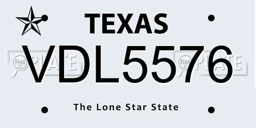 VDL5576 Texas License Plate
