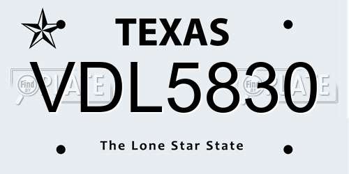 VDL5830 Texas License Plate