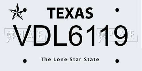 VDL6119 Texas License Plate