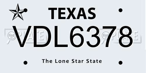 VDL6378 Texas License Plate