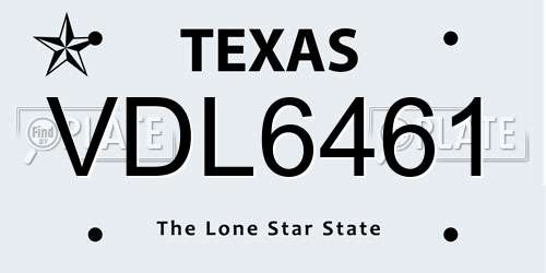 VDL6461 Texas License Plate