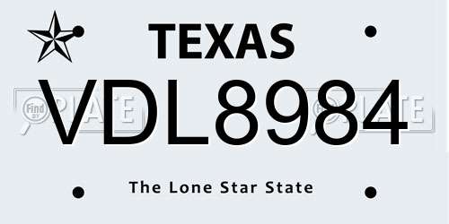 VDL8984 Texas License Plate