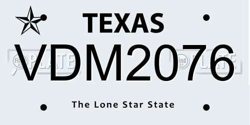 VDM2076 Texas License Plate