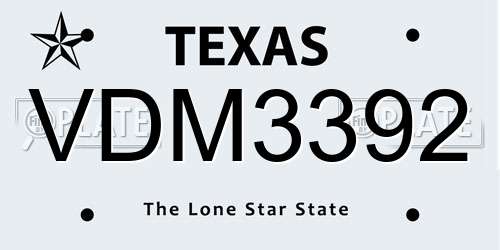 VDM3392 Texas License Plate