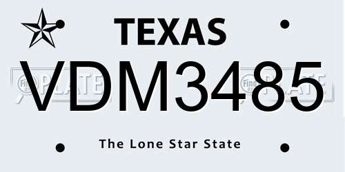 VDM3485 Texas License Plate