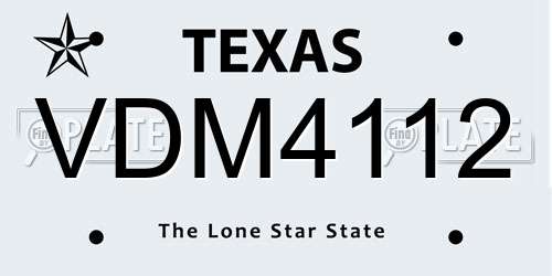 VDM4112 Texas License Plate