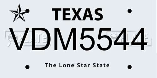 VDM5544 Texas License Plate