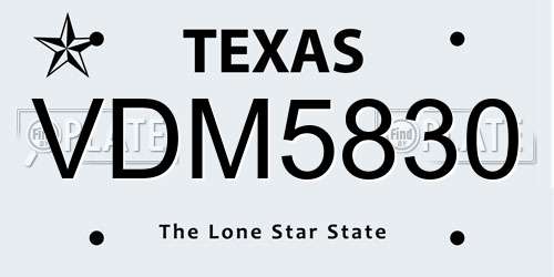 VDM5830 Texas License Plate
