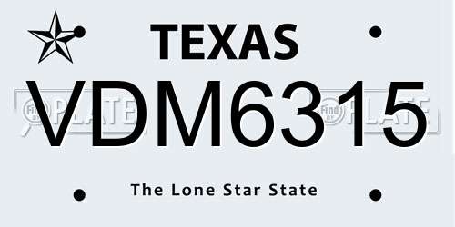 VDM6315 Texas License Plate