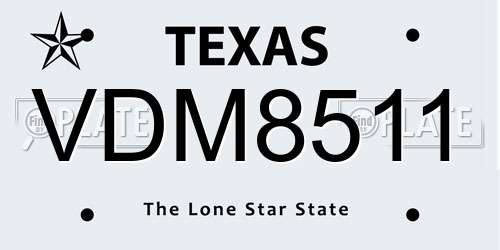 VDM8511 Texas License Plate