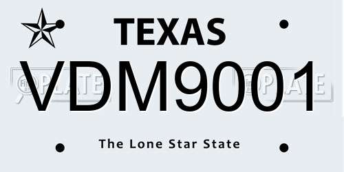 VDM9001 Texas License Plate