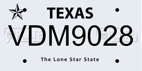 VDM9028 Texas License Plate