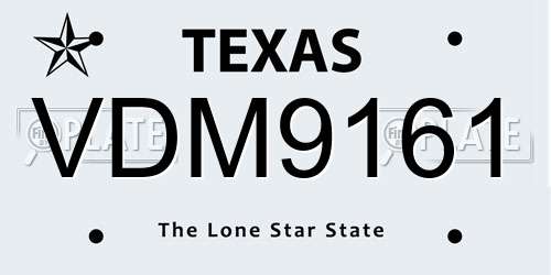 VDM9161 Texas License Plate