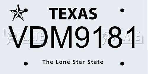 VDM9181 Texas License Plate
