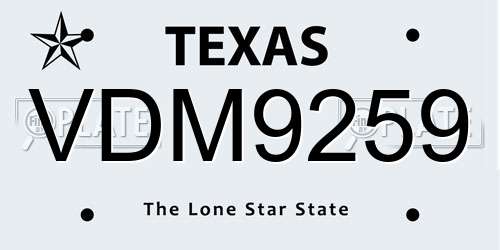 VDM9259 Texas License Plate