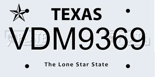 VDM9369 Texas License Plate