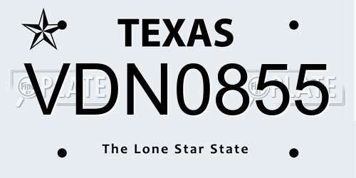 VDN0855 Texas License Plate