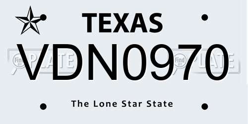 VDN0970 Texas License Plate