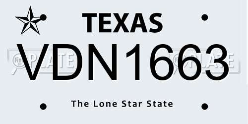 VDN1663 Texas License Plate
