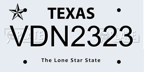 VDN2323 Texas License Plate
