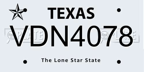 VDN4078 Texas License Plate